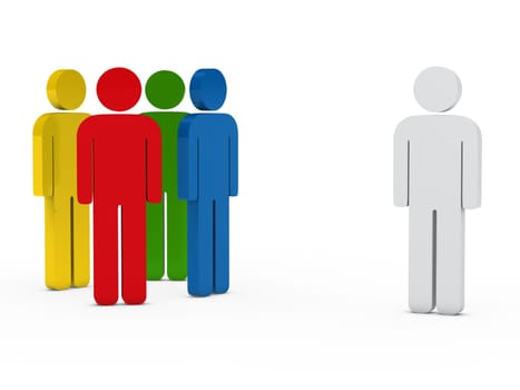 3d business team people colorful with leader