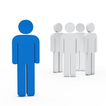 3d business team white success leader blue