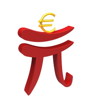 Renminbi carries euro isolated on white, crisis in the Eurozone