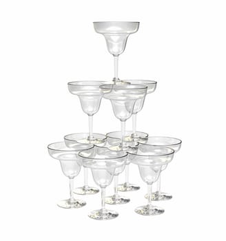 Pyramid of glasses isolated on white