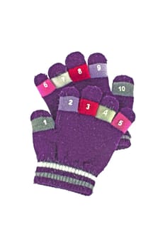 Woolen children gloves isolated on white background