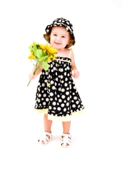 Baby Girl Smelling Flowers