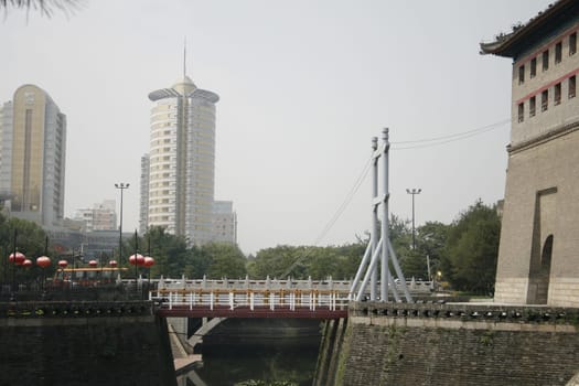 Xian Old Town,Drawbridge and City Wall