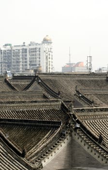 Xian Old Town,view over the rooftops