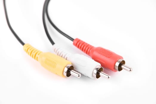 Color Audio cable on white background