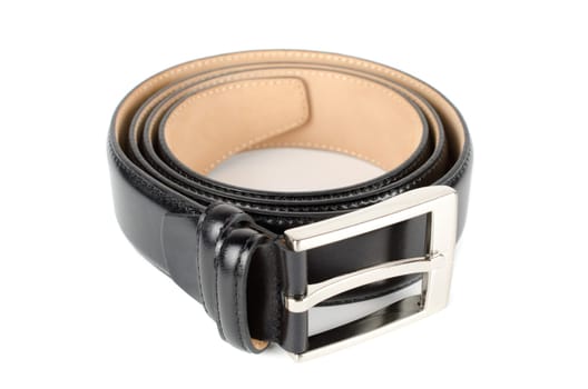 Men&#039 s leather belt on a white background
