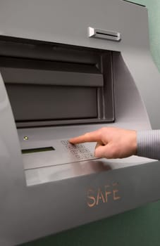 Entering the safe or secure data by keypad