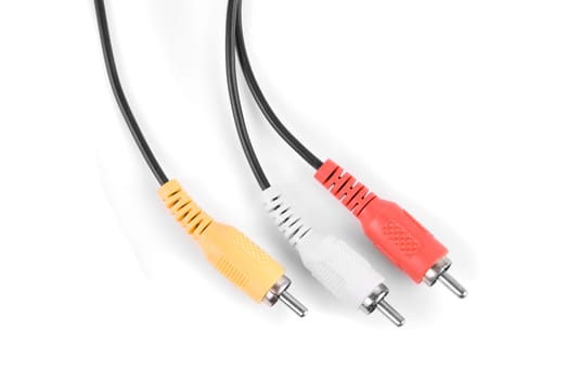Color Audio cable on white background