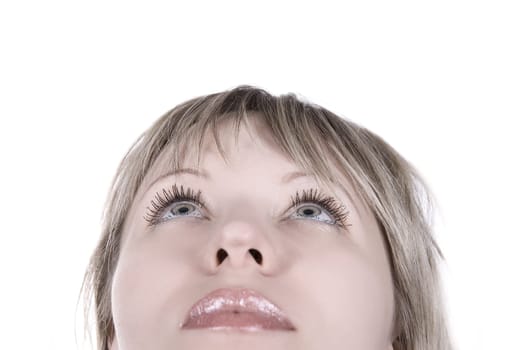 Half face portrait of a beautiful lovely woman