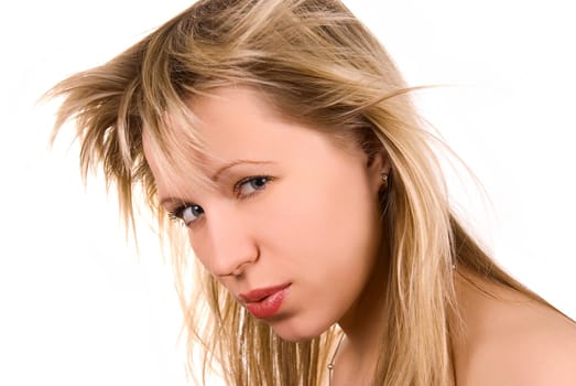 Sexy blonde girl isolate on white