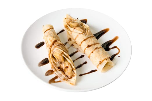pancake dessert at plate isplated on white