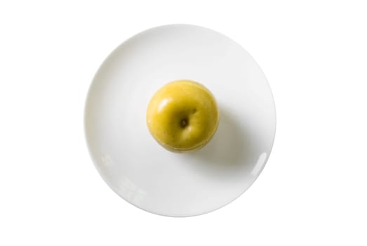 Apple dessert at plate isolated on white