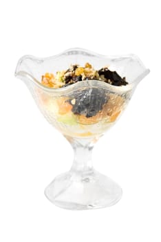 Fruit mix dessert on white