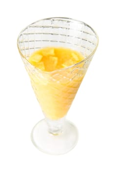 Orange dessert on white background