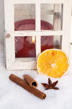 Lantern in the snow