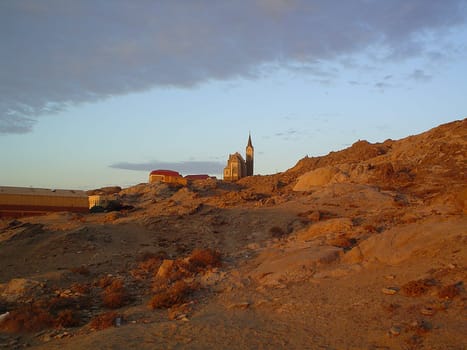 House in a dry land. Desert life