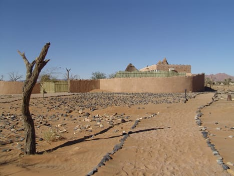 House in a dry land. Desert life