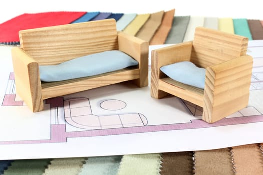Various colored fabric patterns for home furniture