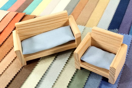Various colored fabric patterns for home furniture