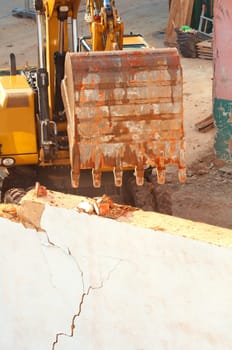 Detail of Digger in House Under Demolition