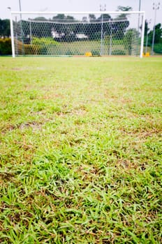 soccer field with a focused foreground.