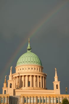 St. Nicholas Church in Potsdam with rainbow