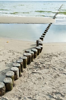 Groyne protrudes far into the Baltic Sea