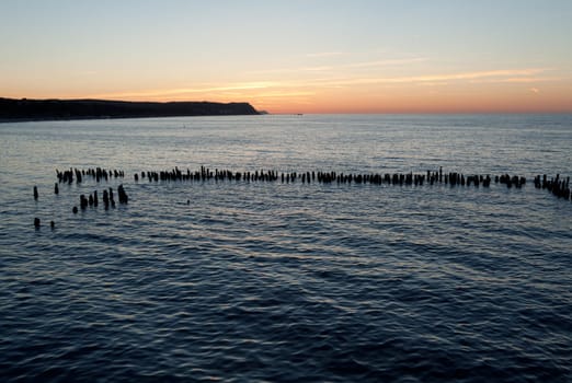 The dark water of the Baltic Sea in the evening