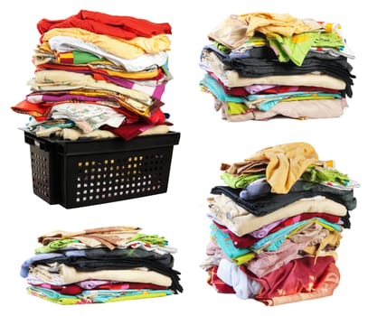 Four colorful stacks of texitle isolated over white background