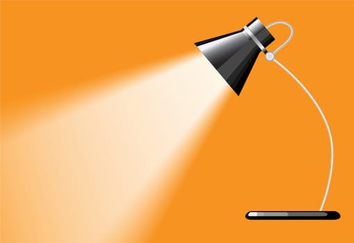 desk lamp with a yellow background, with a empty space under spotlight.