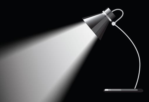 desk lamp with a black background, with a empty space under spotlight.
