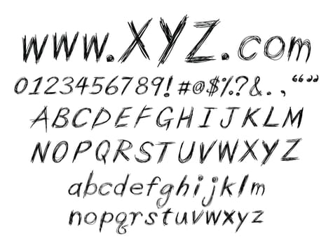 a set of sketch alphabet for design usage.