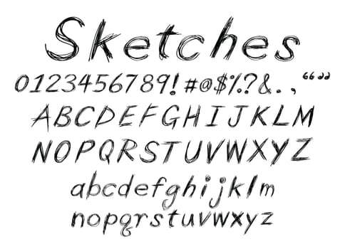 a set of sketch alphabet for design usage.