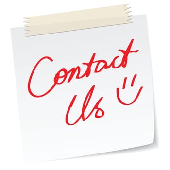a note with &#039 contact us&#039  message, handwritten texts.