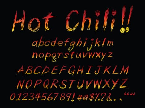 grunge style fonts to illustrate hot or fiery feeling. Handwriting style.