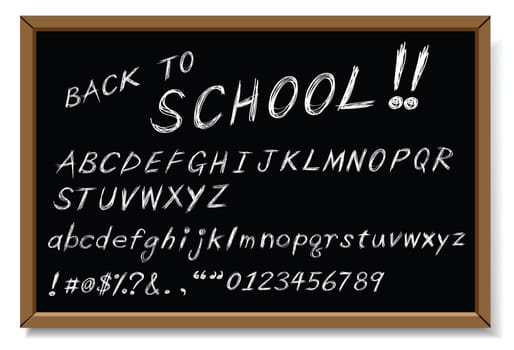 back to school message, as white chalk writing.