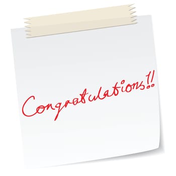 a note with &#039 congratulations&#039  message, handwritten texts.