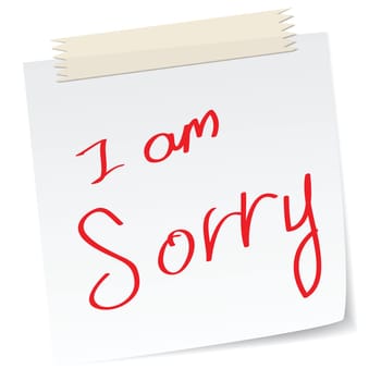 a handwritten notes with &#039 i am sorry&#039  message.