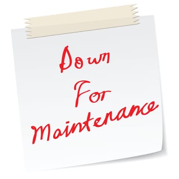 a note with handwritten message, down for maintenance, website page message.
