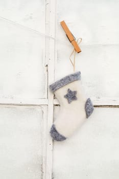 Christmas sock at the window