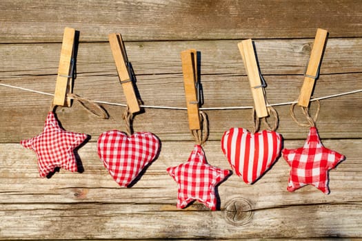 Christmas fabric hearts and stars