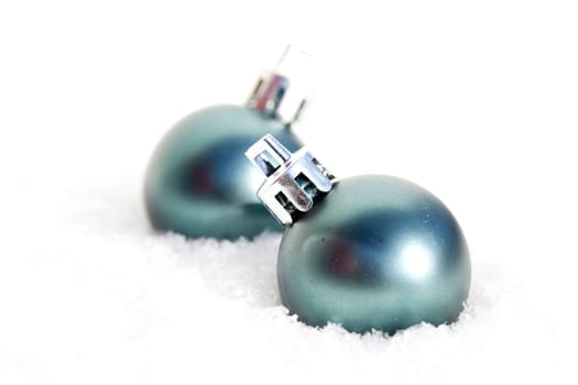Two modern Christmas baubles
