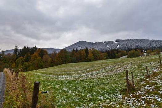 Autumnal mood with snow