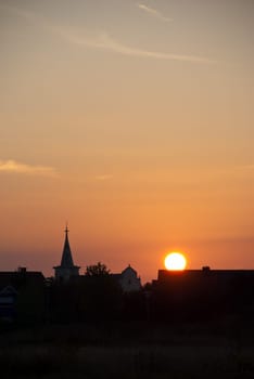 Sunrise over a village
