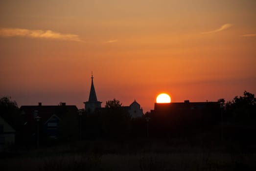 Sunrise in a village
