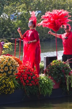 VLAARDINGEN - AUGUST 05: Each year this unique floating parade of beautiful decorated boats sail through the Westland. Theme this year: Theatre on water, August 05, 2011, Vlaardingen, the Netherlands