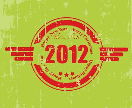 2012 celebration rubber stamp, grunge art
