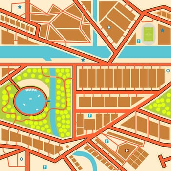 Editable seamless tile of a generic city map