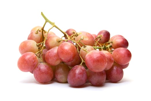 Pink grape cluster with isolated on white