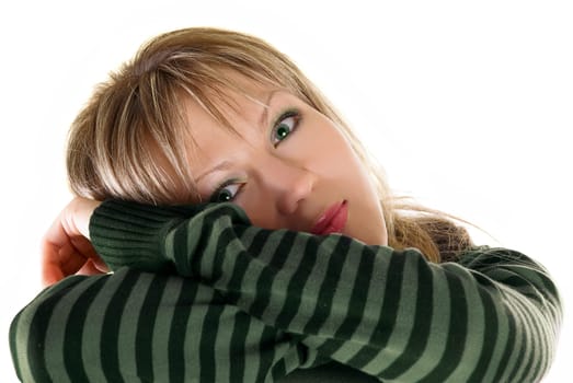 Portrait of charm young beautiful blond woman